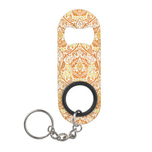 Abrebotellas De Llavero Arte floral naranja Bough dorado de William Morris