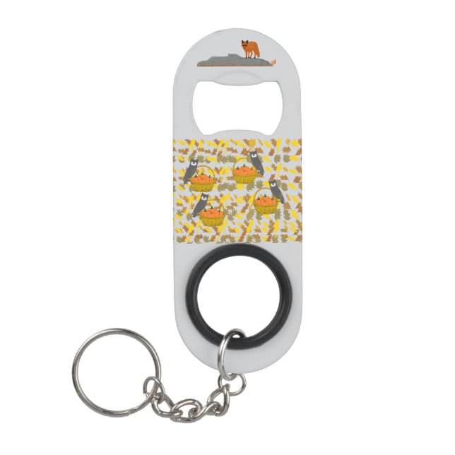 Abrebotellas De Llavero 🦊🦉 Autumn Critters Bottle Opener Keychain (Anverso)