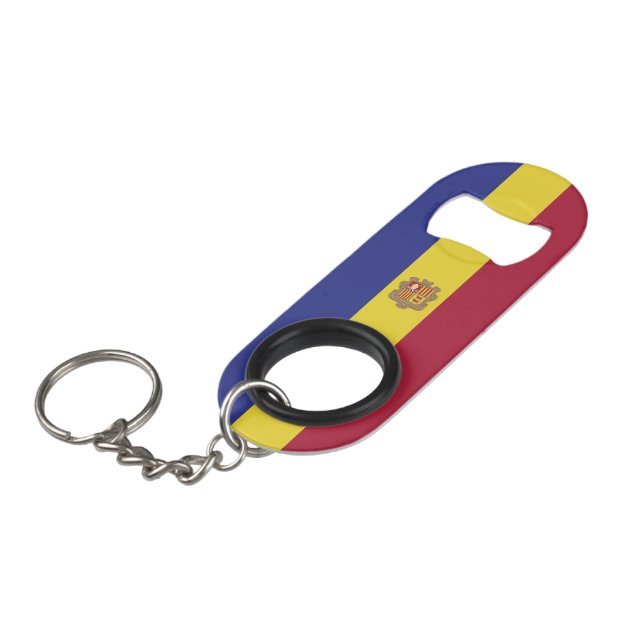 Abrebotellas De Llavero Bandera de Andorra (Ángulo frontal)