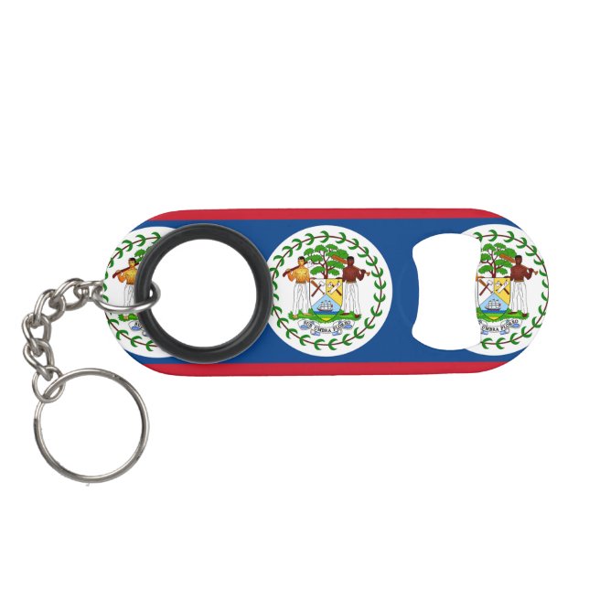 Abrebotellas De Llavero Bandera de Belice (Reverso Horizontal)