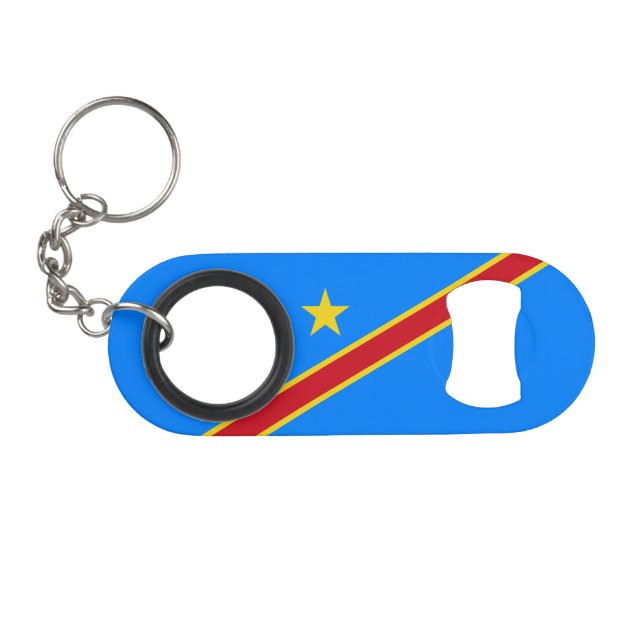 Abrebotellas De Llavero Bandera de Congo Kinshasa (Anverso (Horizontal)
)