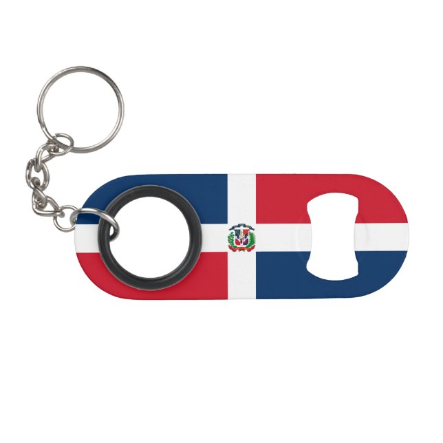 Abrebotellas De Llavero Bandera de República Dominicana (Anverso (Horizontal)
)