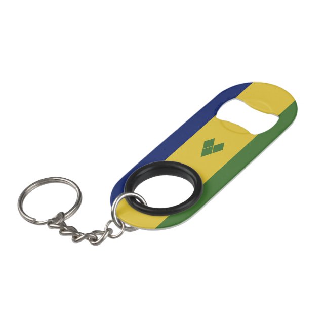 Abrebotellas De Llavero Bandera de San Vicente y las Granadinas (Ángulo frontal)