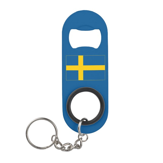 Abrebotellas De Llavero Bandera de Suecia (Anverso)