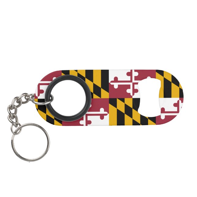 Abrebotellas De Llavero Bandera del Estado de Maryland (Reverso Horizontal)