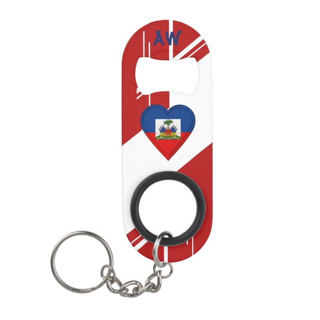 Abrebotellas De Llavero Bandera del haitiano de Haití (Anverso)