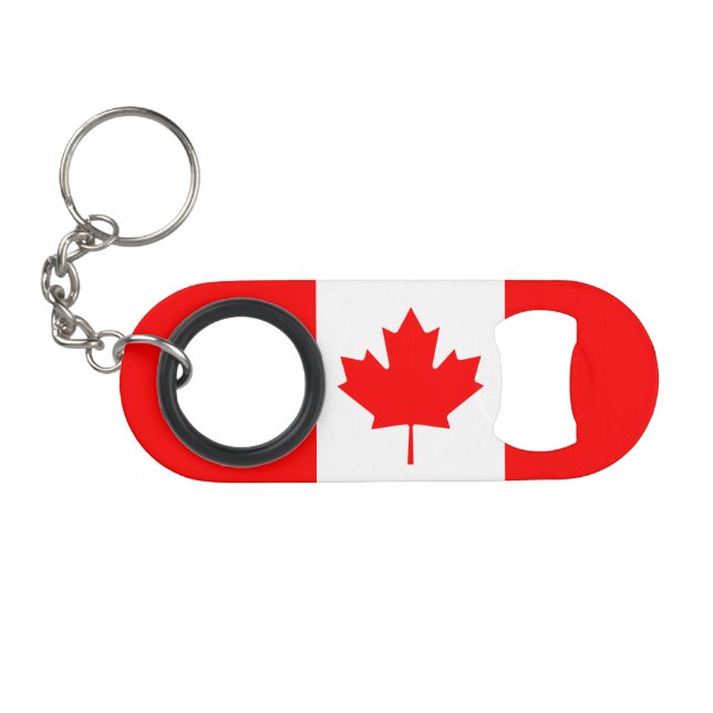 Abrebotellas De Llavero Bandera Nacional Patriótica de CANADÁ (Anverso (Horizontal)
)