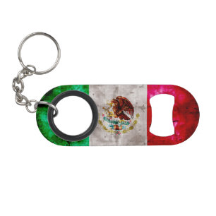 Abrebotellas De Llavero Bandera resistida de México del vintage