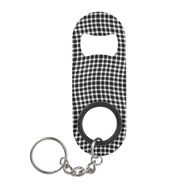 Abrebotellas De Llavero Black White Plaid Checker Seamless Pattern (Anverso)