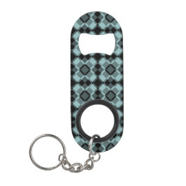 Abrebotellas De Llavero Blue Black Checker Argyle Pattern