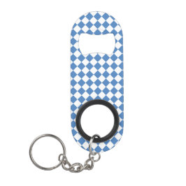 Abrebotellas De Llavero Blue White Checker Diamond Pattern