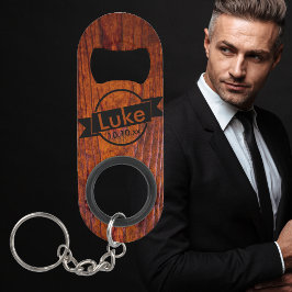 Abrebotellas De Llavero Boda fotográfico de granos de madera monograma