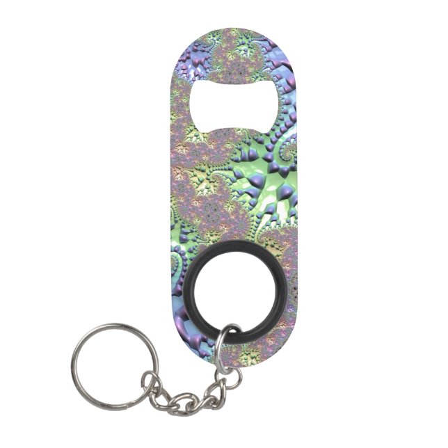 Abrebotellas De Llavero Boho Hippie Groovy brillante fractal arcoiris colo (Anverso)