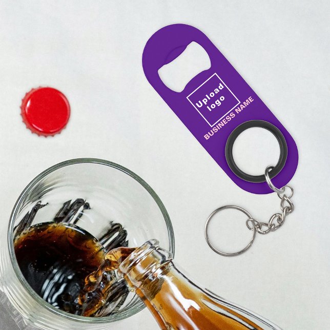 Abrebotellas De Llavero Business Purple Keychain y Bottle Opener (Your business name and logo on purple bottle opener with keychain.)