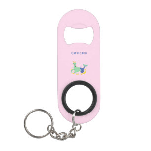 Abrebotellas De Llavero Capricorn rosa, zodiaco, estampado de estrellas