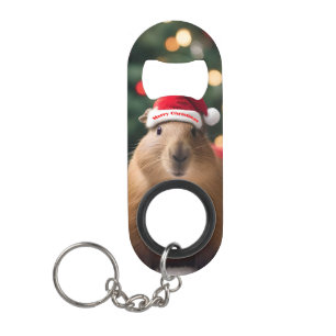 Abrebotellas De Llavero "Capybara Claus: Un lugar festivo para las maravil