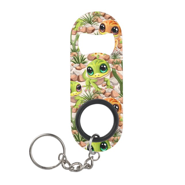 Abrebotellas De Llavero Caracteres de dibujos animados de Baby Geckos Cute (Anverso)