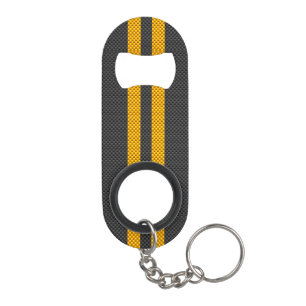 Abrebotellas De Llavero Carreras Amarilla Stripes Estilo Fibra De Carbono