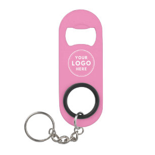 Abrebotellas De Llavero Código QR de texto de logotipo simple rosa