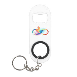Abrebotellas De Llavero Colibrí arcoiris con símbolo Infinity