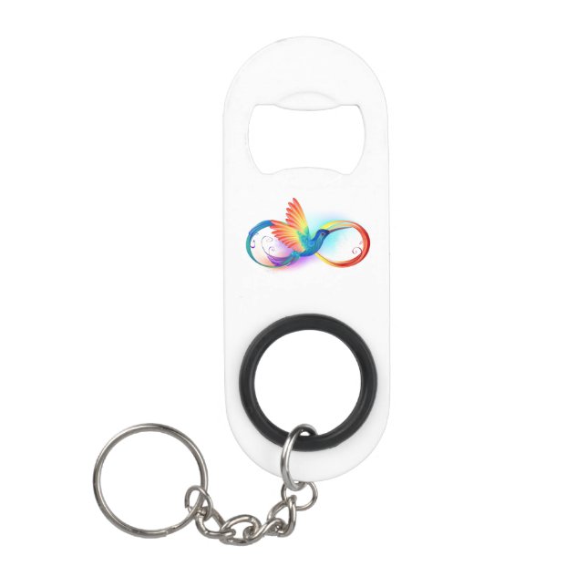 Abrebotellas De Llavero Colibrí arcoiris con símbolo Infinity (Anverso)