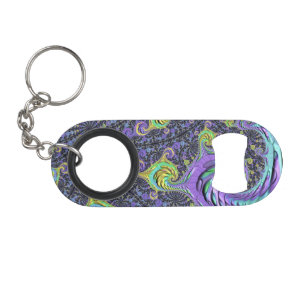 Abrebotellas De Llavero Colorido Groovy Boho Hippie Funky Resumen fractal