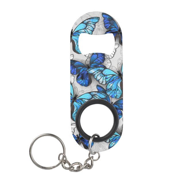 Abrebotellas De Llavero Composición de las mariposas blancas y azules (Anverso)