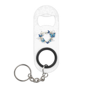 Abrebotellas De Llavero Corazón de joyas con mariposas Morfo