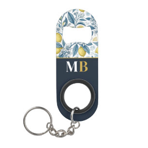Abrebotellas De Llavero Custom Elegant Mediterranean Lemon Botanical Navy