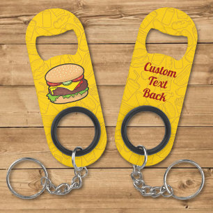 Abrebotellas de llavero de hamburguesa con queso