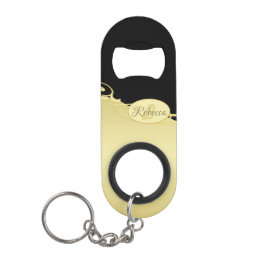 Abrebotellas De Llavero Decoración de oro de lujo en oro y negro, Monogram