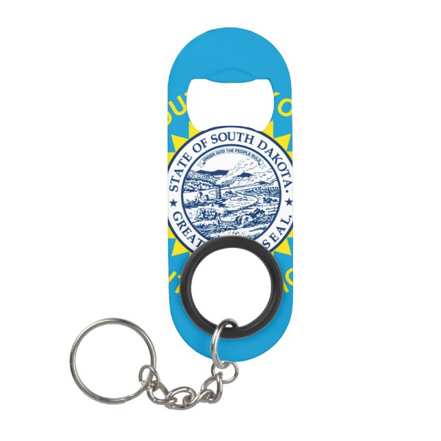 Abrebotellas De Llavero Diseño de la bandera del estado de Dakota del Sur (Anverso)