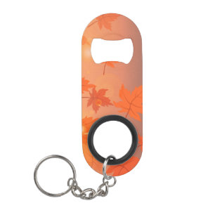 Abrebotellas De Llavero Diseño otoñal con hojas de arce y efecto bokeh