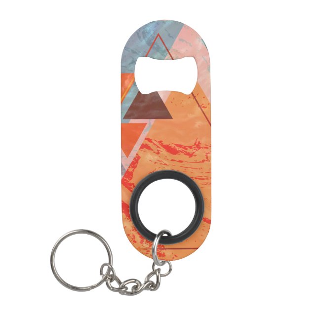 Abrebotellas De Llavero Diseño triangular moderno - geometría artística (Anverso)
