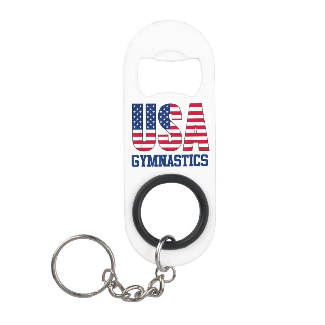Abrebotellas De Llavero Estados Unidos: Deportes de gimnasia con bandera e (Anverso)