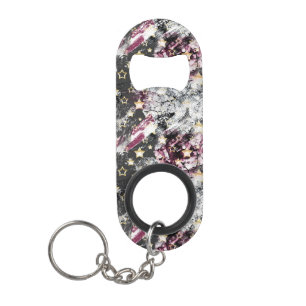 Abrebotellas De Llavero Estrellas de oro grunge abstracto moderno urbano