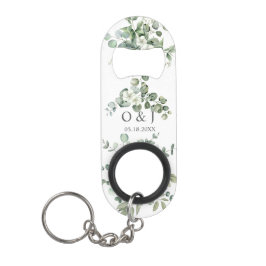 Abrebotellas De Llavero Eucalyptus acuarela Boda de la vegetación rústica