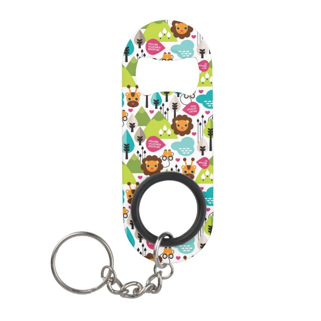 Abrebotellas De Llavero fauna retra del león del safari de los niños (Anverso)