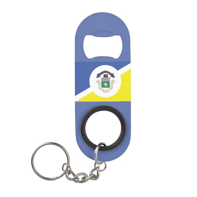 Abrebotellas De Llavero Flag of Winnipeg, Manitoba Keychain Bottle Opener (Anverso)