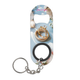 Abrebotellas De Llavero Florecimiento de cerezo, Sakura y Anillos de Boda 