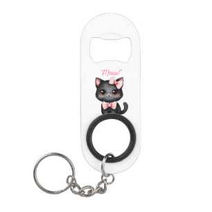 Abrebotellas De Llavero Gato negro lindo con reverencia para la decoración