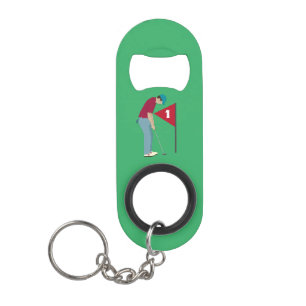 Abrebotellas De Llavero Golfer verde: Poniendo pelota