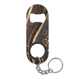 Abrebotellas De Llavero Grano de madera oscura de nuez negra con ríos dora