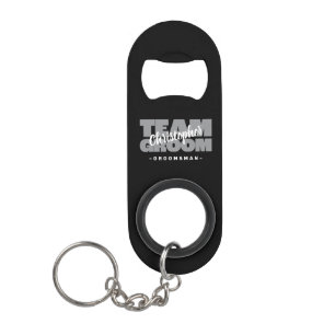 Abrebotellas De Llavero Groomsman Team Groom Nombre Wedding Party Gris neg
