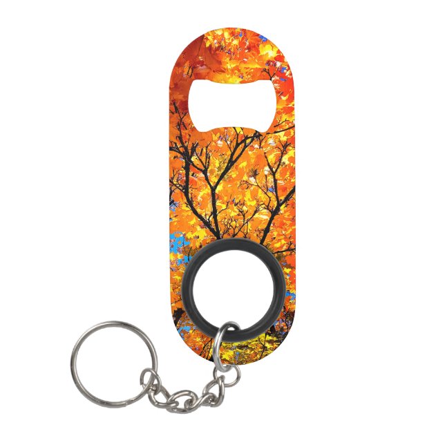 Abrebotellas De Llavero hojas naranjas (Anverso)