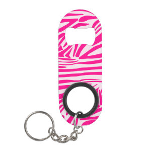 Abrebotellas De Llavero Impresión de cebra rosa