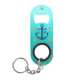 Abrebotellas De Llavero Iniciales Faux Underwater Ocean Scene con Faux Fis