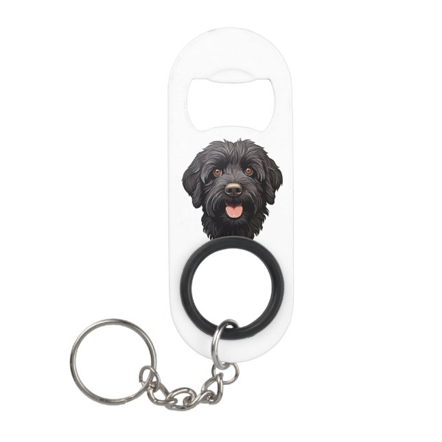 Abrebotellas De Llavero Labradoodle Perro Negro (Anverso)