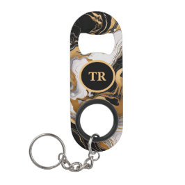 Abrebotellas De Llavero Marble de lujo negro y oro