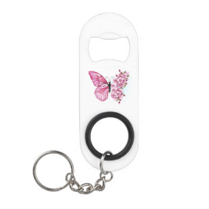 Abrebotellas De Llavero Mariposa de flores con Sakura rosa